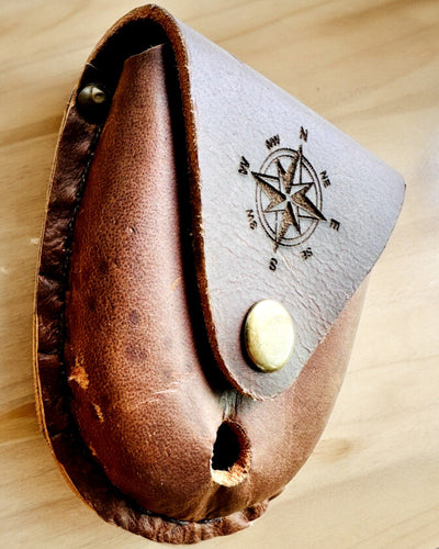Estojo de Couro "Odkrywca" - para bússola compacta ou relógio de bolso - possibilidade de personalização com gravação