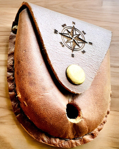 Estojo de Couro "Odkrywca" - para bússola compacta ou relógio de bolso - possibilidade de personalização com gravação