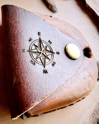 Estojo de Couro "Odkrywca" - para bússola compacta ou relógio de bolso - possibilidade de personalização com gravação