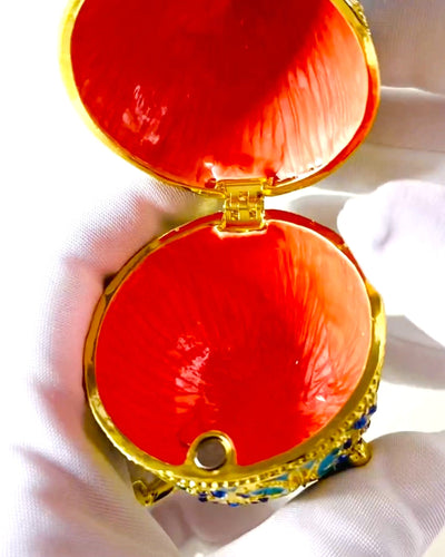 Ovo Fabergé Celestial – Organizador de Joias Esmaltado - cor azul céu. Personalização com gravação