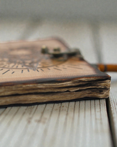 Noctis Sigil – Caderno de Notas em Couro Pentagrama e Caveira