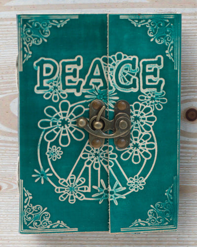 Caderno de notas em couro Green Peace com fecho (18x13 cm)