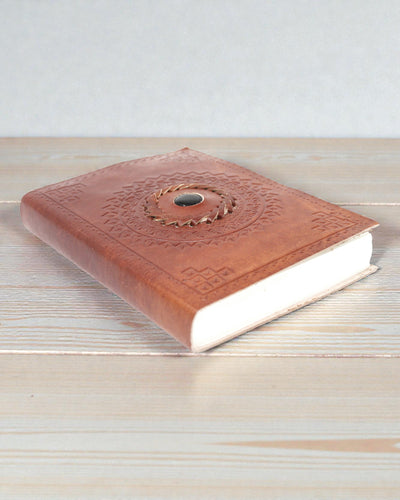 Umbra Mandala – Caderno em Pele com Ónix Preto