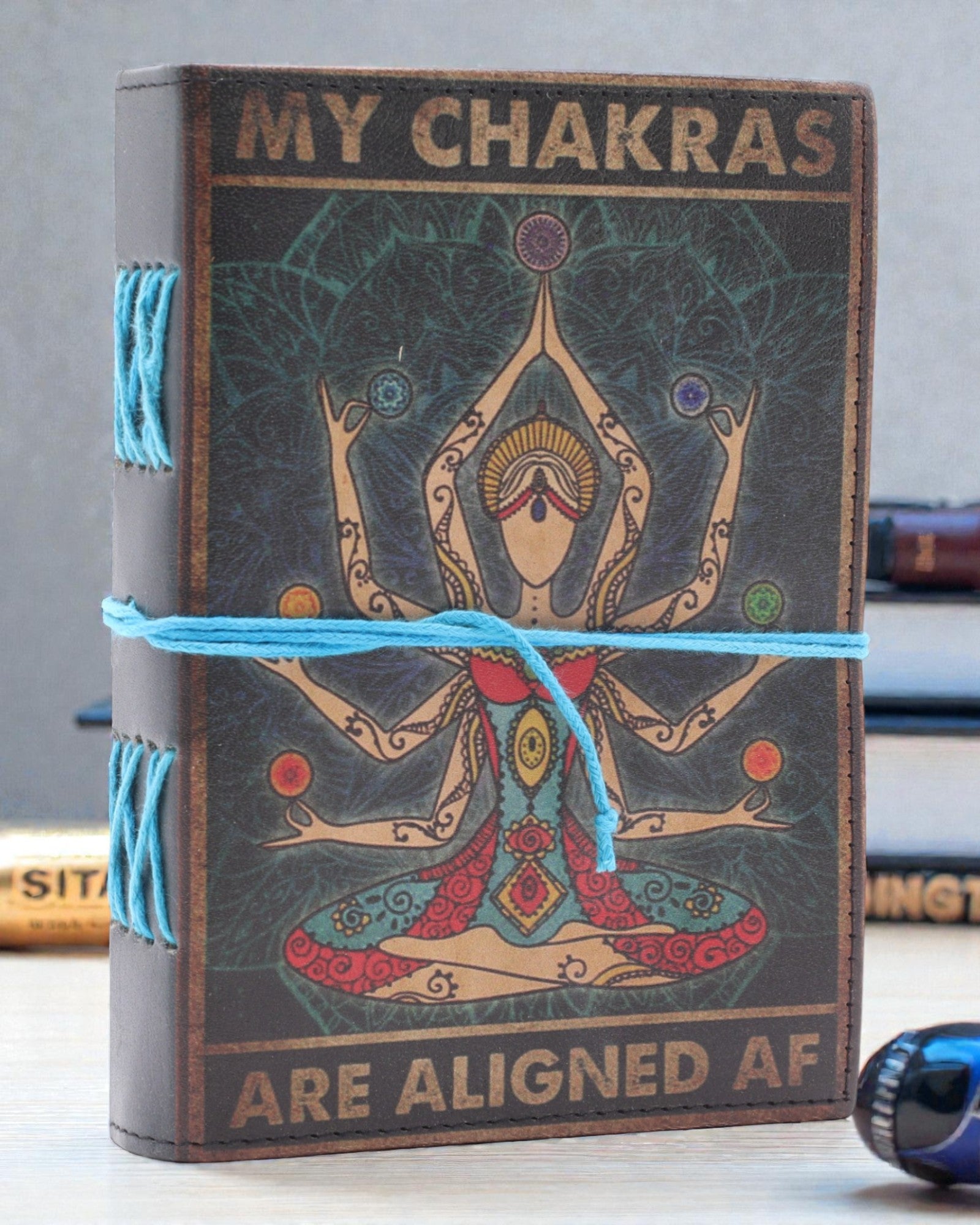 Chakra Flow – Caderno de Notas em Couro My Chakras Are Aligned AF