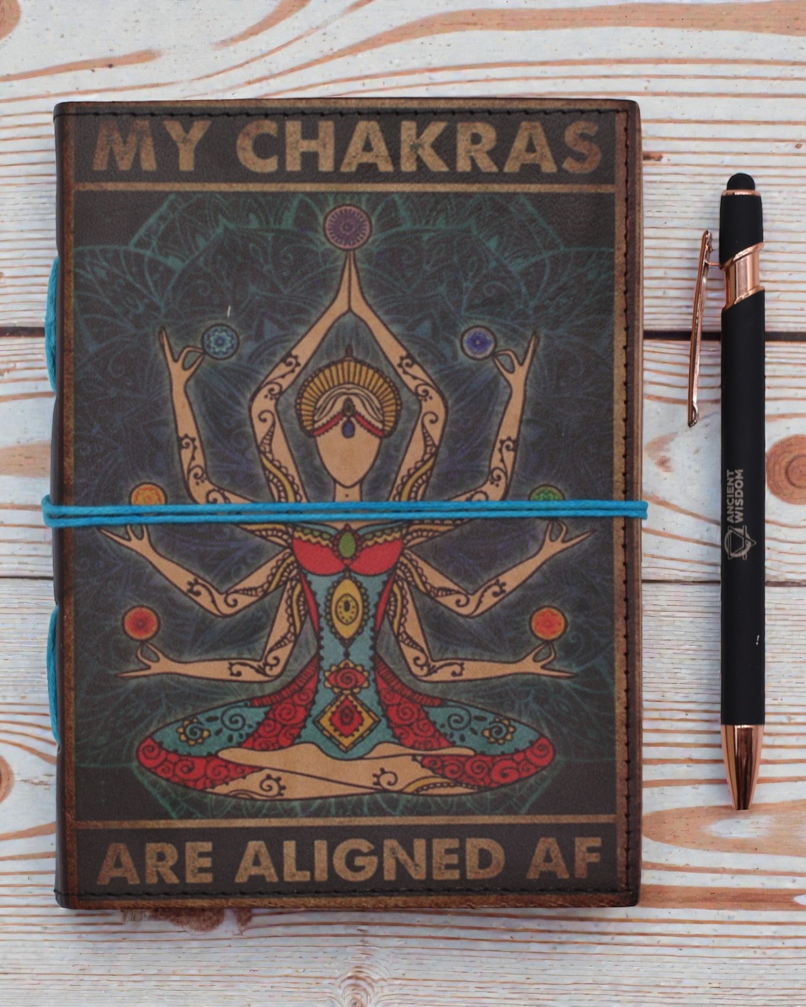 Chakra Flow – Caderno de Notas em Couro My Chakras Are Aligned AF