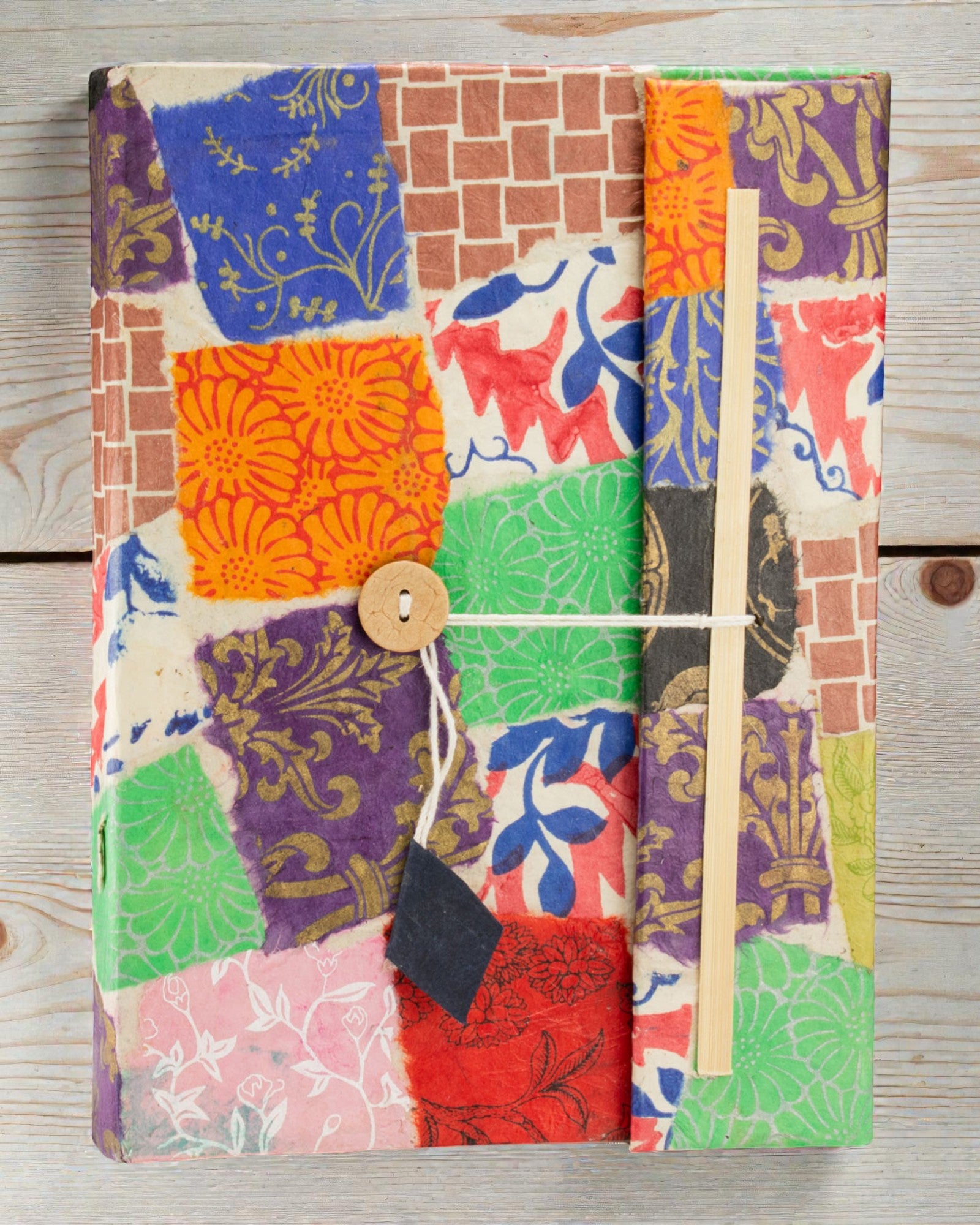Caderno Lokta Grande Patchwork – Multicolor (45 folhas, 21 x 15 cm)