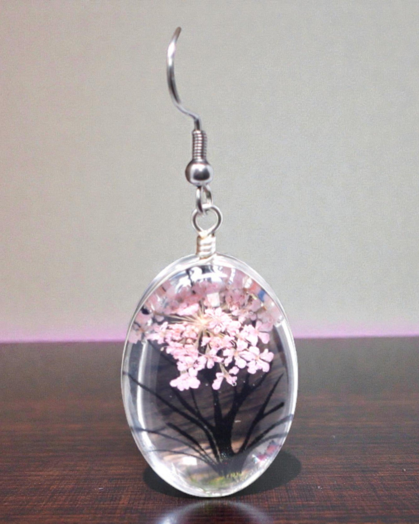 Jardim Rosado – Conjunto de Joias com Flores Secas Árvore da Vida