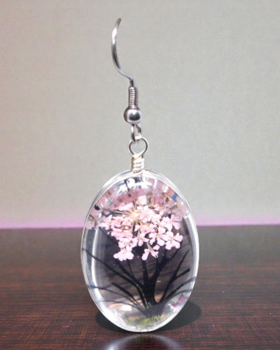 Jardim Rosado – Conjunto de Joias com Flores Secas Árvore da Vida