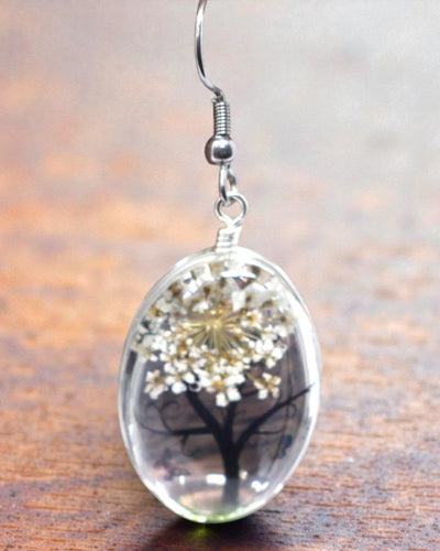 Harmonia Branca – Conjunto de Joias Branco com Flores Secas Árvore da Vida