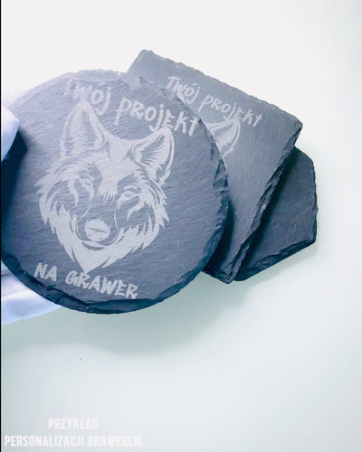 Base para café, chá em Pedra Natural com Gravação Personalizada – Quadrado, círculo, hexágono, 10 cm