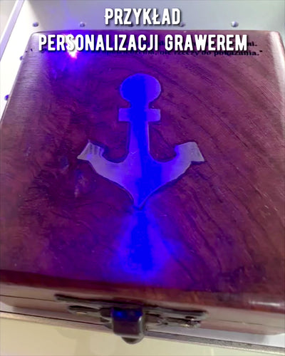 Grande Caixa de Madeira para Bússola "Gilbert & Sons" com Possibilidade de Gravação