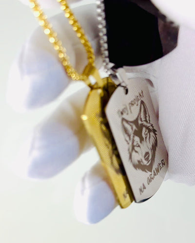 Colar com Dog Tag "Três Tons de Estilo" - Placa de Identificação - Pingente Elegante em Aço Inoxidável com Opção de Gravação