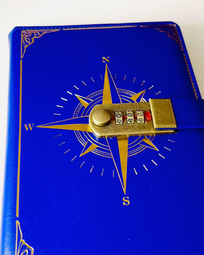 Notatnik Premium com Fecho de Código A5 - Estilo Vintage com Bússola, Design Japonês, Artigos de Papelaria para Estudantes e Negócios. Personalização com gravação