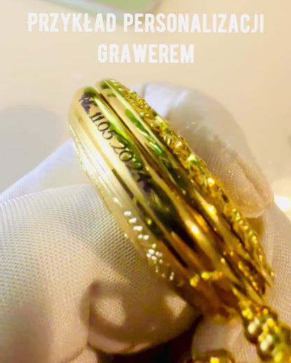 "Złoty Majestat" - Relógio de Bolso Mecânico Luxuoso com Núcleo Transparente. Personalização com gravação
