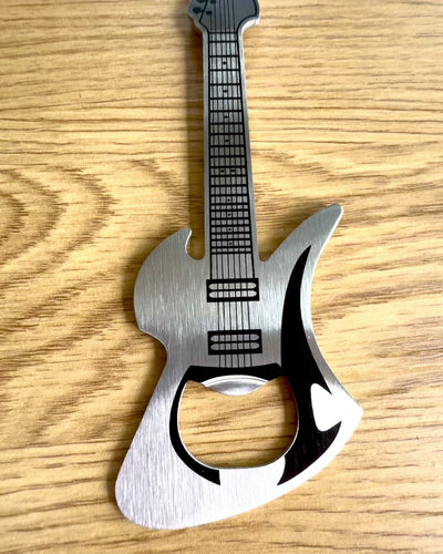 Abridor de garrafas Guitarra Rock'n'Open, 2 variantes, personalização com gravação para presente