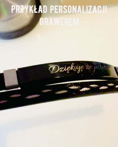 Pulseira Desportiva de Pele PU e Aço Inoxidável com Possibilidade de Gravação – 3 Cores