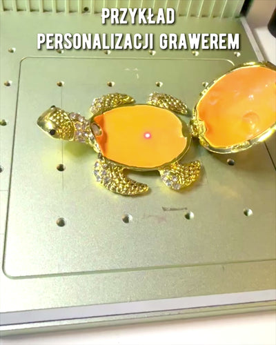 Caixa "Família de Tartarugas" - cor verde, personalização com gravação