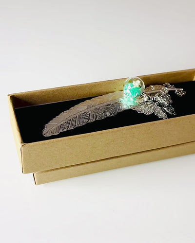 Marcador de Livro Criativo em Estilo Retro com Motivo de Pena e Borboleta – Presente Elegante para mãe, professor, Promocional, Cor Prateado/rosa