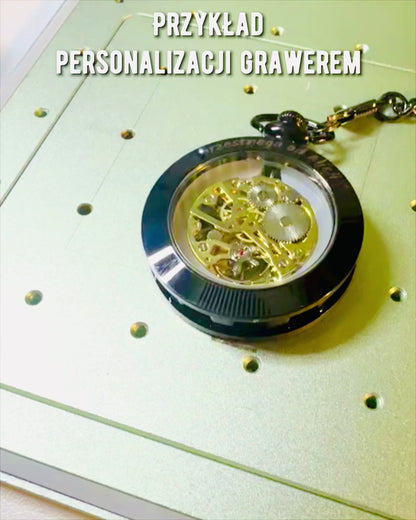 Relógio de Bolso Mecânico em Estilo Retro, Resistente à Água, Semi-automático - cor Preta - Ideal para Presente, gravação