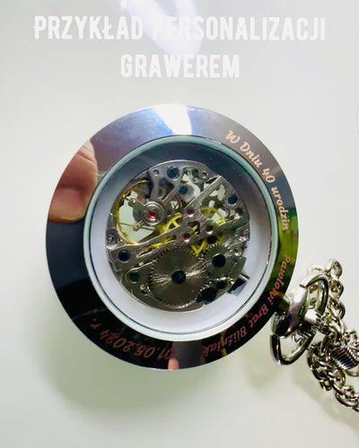 Relógio de Bolso Mecânico Exclusivo Prateado em Estilo Retro, à Prova de Água - Elegância para Qualquer Ocasião, com gravação