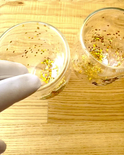 Copos "Nautical Dreams" com paredes duplas e flocos dourados - conjunto de 2 peças, capacidade de 300 ml, possibilidade de personalização com gravação