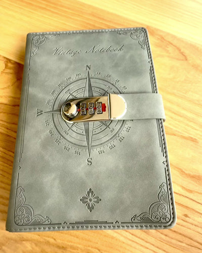 Caderno Secreto A5 Vintage com Fecho de Código - Escolha o Seu Estilo, personalização com gravação para presente