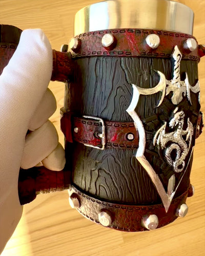 Caneca Sombria do Guerreiro Dragão com Possibilidade de Gravação para presente, capacidade 600 ml