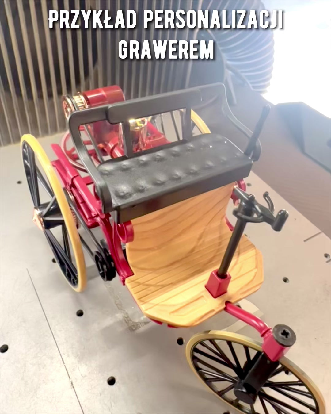 Retro Triciclo Benz Patent-Motorwagen - Modelo de Colecionador, personalização com gravação para presente