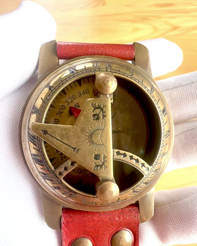 Relógio de Sol com Bússola - Feito à Mão, Artesanato Autêntico, possibilidade de gravação