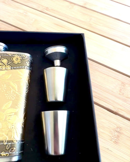 Elegante garrafa "Golden Rose" com conjunto de copos, personalização com gravação para presente