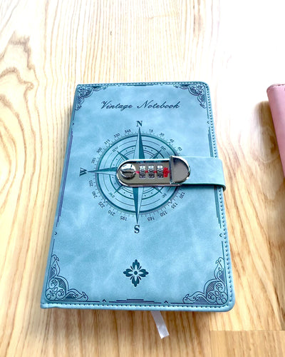 Caderno Secreto A5 Vintage com Fecho de Código - Escolha o Seu Estilo, personalização com gravação para presente