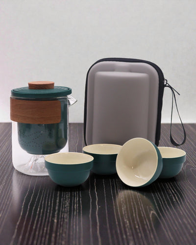 Expedição à Montanha – Conjunto de Chá para Viagem com 4 Chávenas