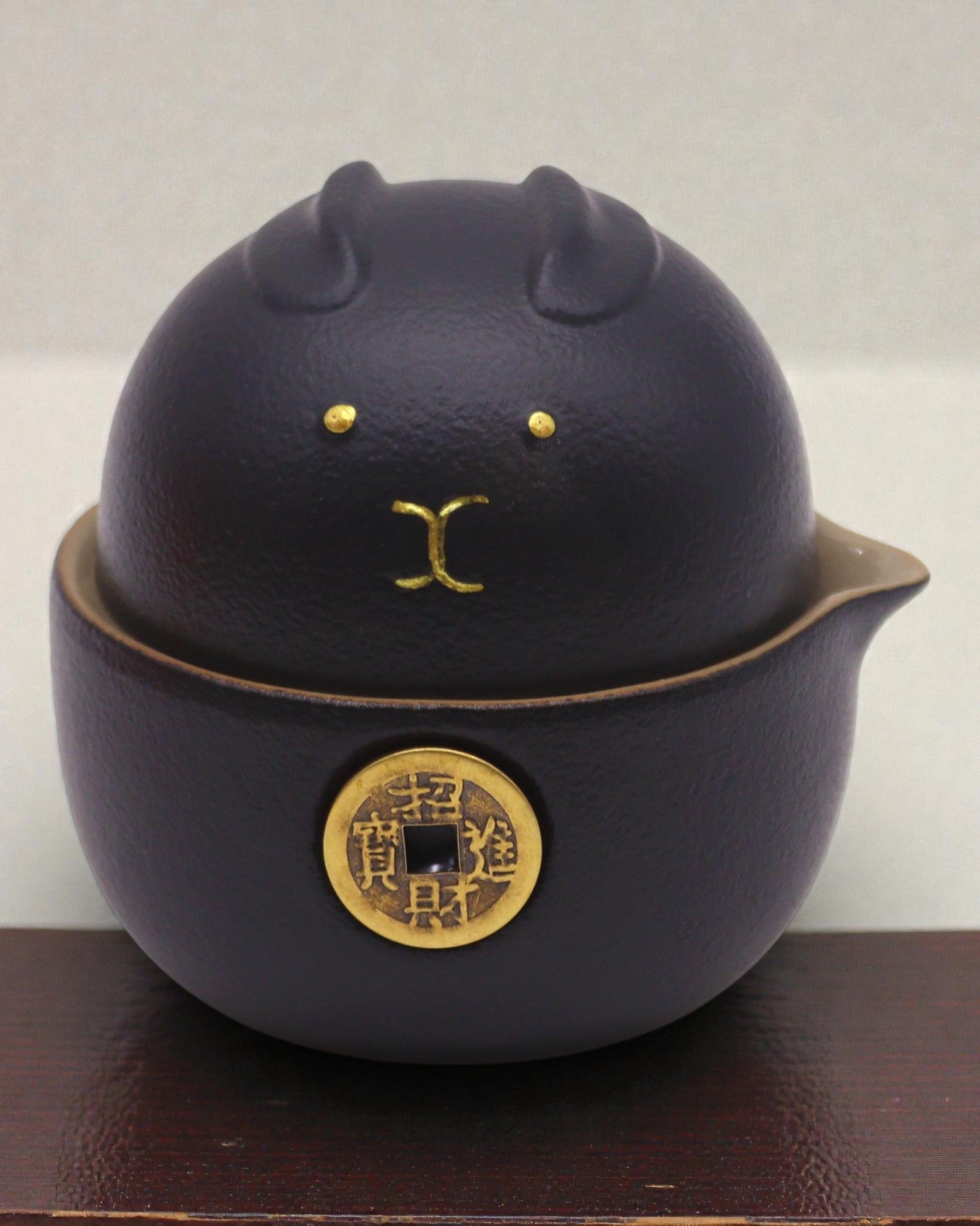 Gato da Sorte Preto – Conjunto de Chá com 2 Chávenas (Preto)