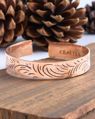 Pulseira Tibetana de Cobre Tribal Flow – Espirais Largas