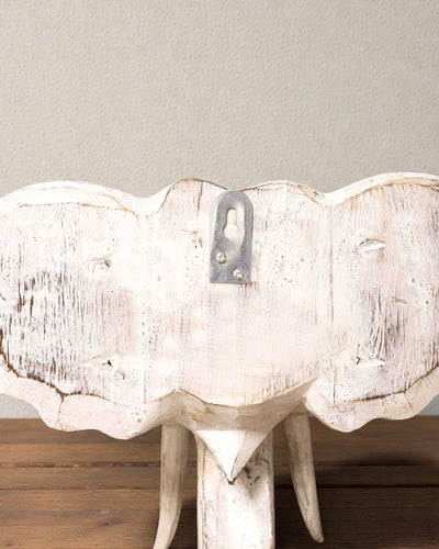 Cabeça Grande de Elefante 29x26 cm – Branco e Dourado