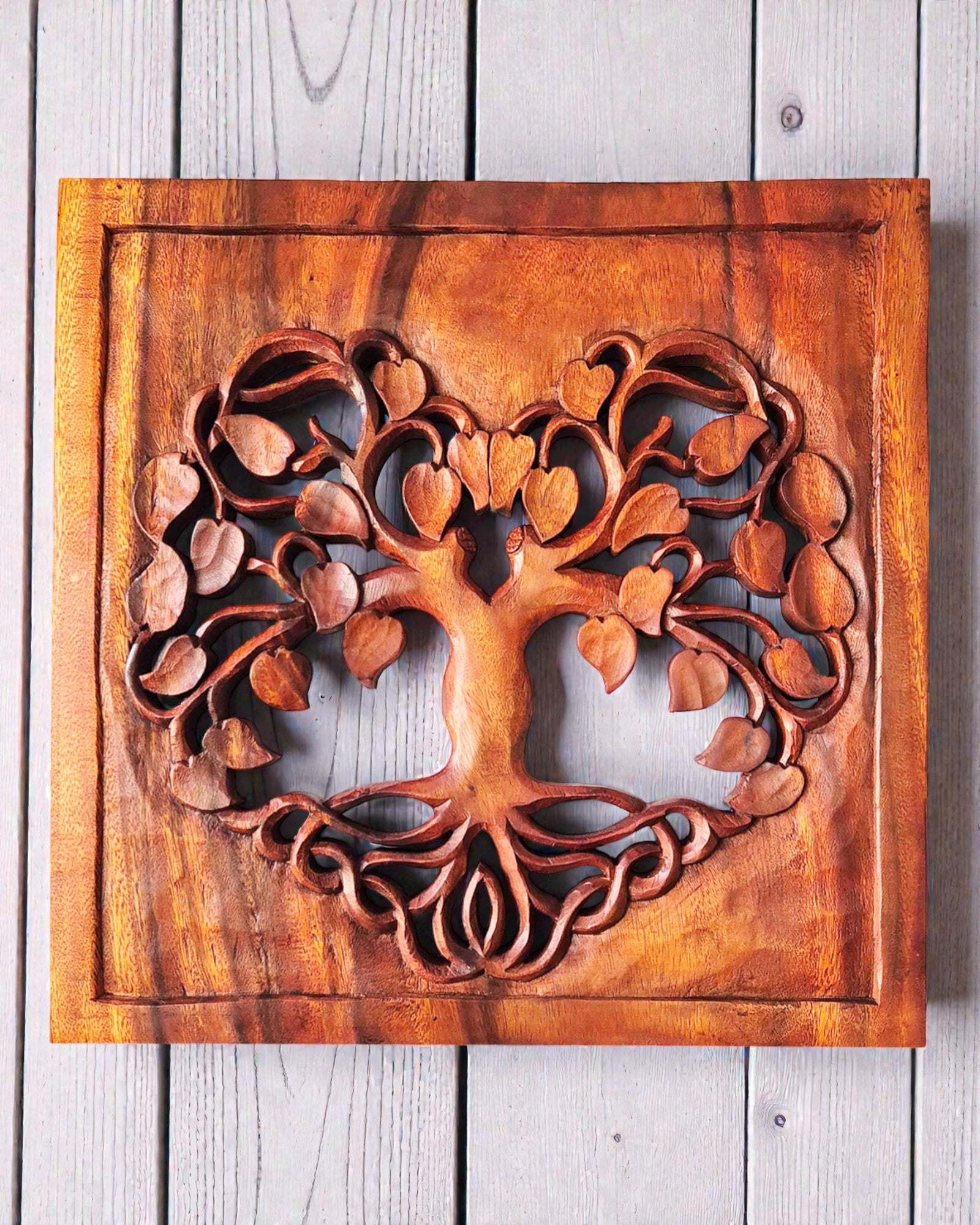 Painel Decorativo de Parede Quadrado – Coração Árvore da Vida 40x40 cm