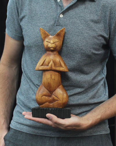 Escultura de Gato – Ioga 3 Flor de Lótus 30 cm