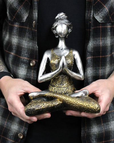 Figura de Mulher 24 cm – Ioga Energia Dourado-Turquesa